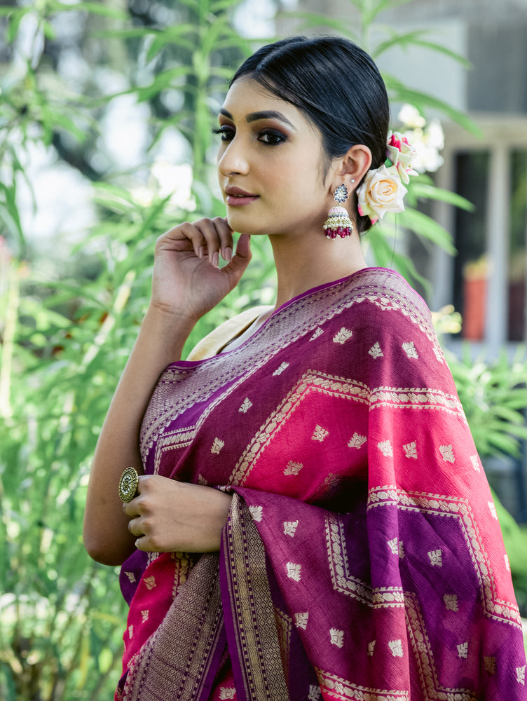 Rani Multicolored Silk Saree with Rangkat Weaving