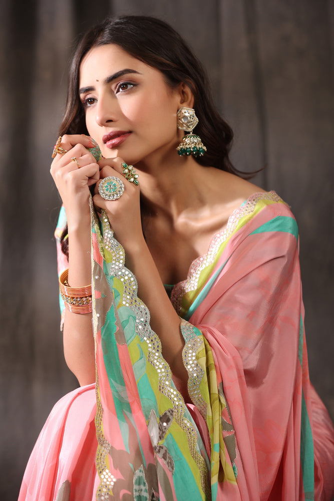 Pink Pure Muslin Saree - Beauty with Shimmering Splendor