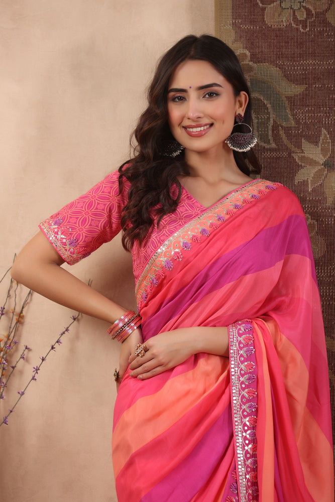 Feel Graceful in Pink Muslin Saree - Handcrafted Artistry and Comfort Combined.
