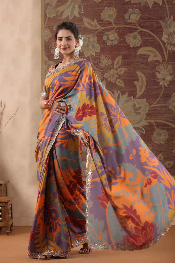 Elevate Your Style with Purple Muslin Saree - Vibrant Beauty