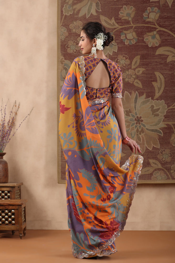 Elevate Your Style with Purple Muslin Saree - Vibrant Beauty