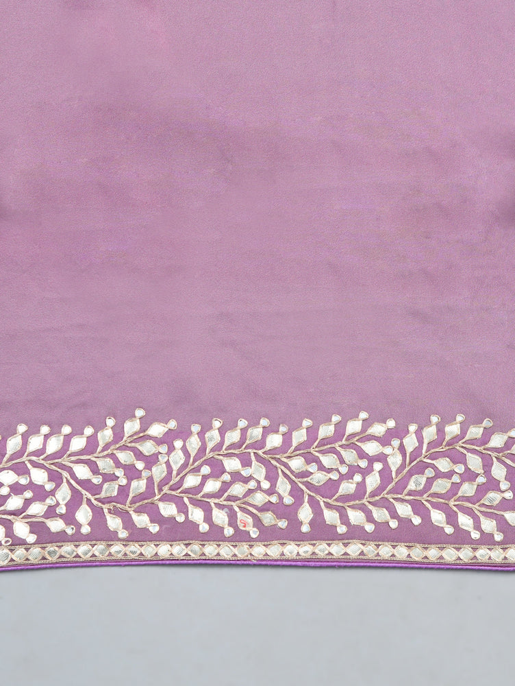 Pure Rangkat Muslin Silk Saree with Hand Embroidered Gota Work Border