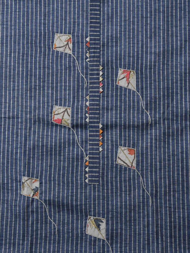 Blue Grey Cotton Suit with Embroidery and Cutdana Work