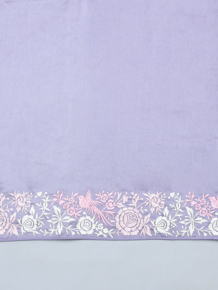 Lavender Organza Saree with Thread Embroidery