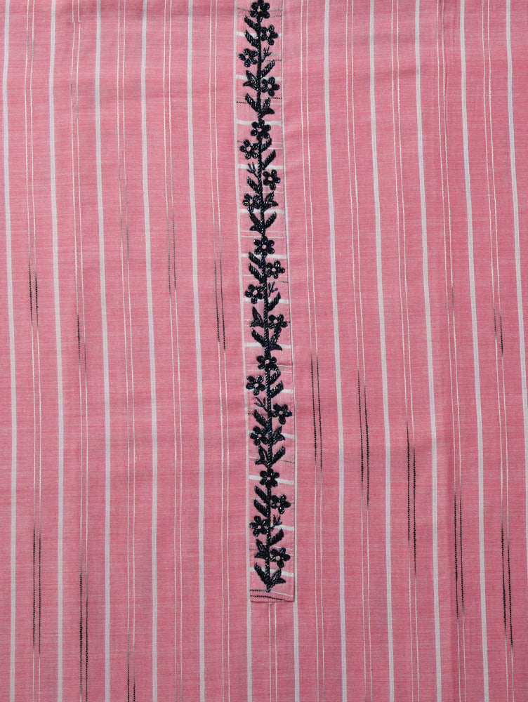 Pink Cotton Suit with Hand Embroidery and Kota Kalamkari