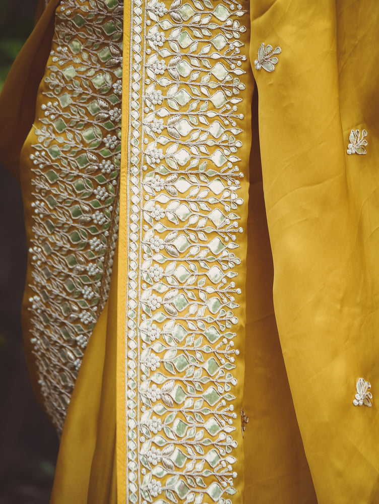 Golden Gota Muslin Silk Saree