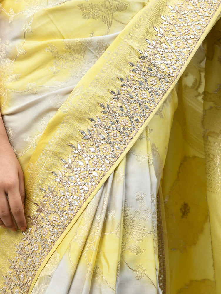 Yellow and Beige Rangkat Dola Silk Saree